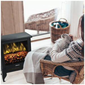 Lareira Elétrica Realista Portátil 1400W, TURBRO Suburbs TS17, Preto