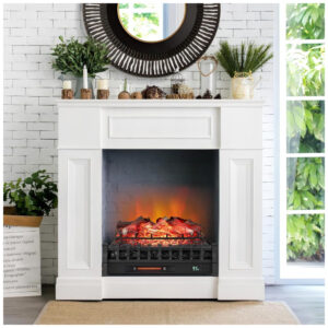 ectqh1157q9c0b_8 jpg - Lareira Elétrica Ecológica 26 66 cm com Controle Remoto, Cama de Brasa de Limão Realista, Termostato, 5 Modos de Chama e Brilho, 110V 1500W, Tangkula, Preta