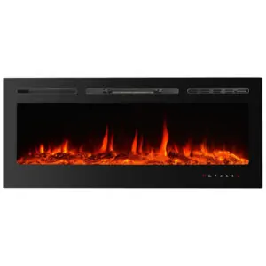 ectqhkldhzk80b_0 jpg - Lareira Elétrica de Embutir A54x127L com Controle Remoto e Tela Sensível ao Toque, 110V, CharaVector, Preta
