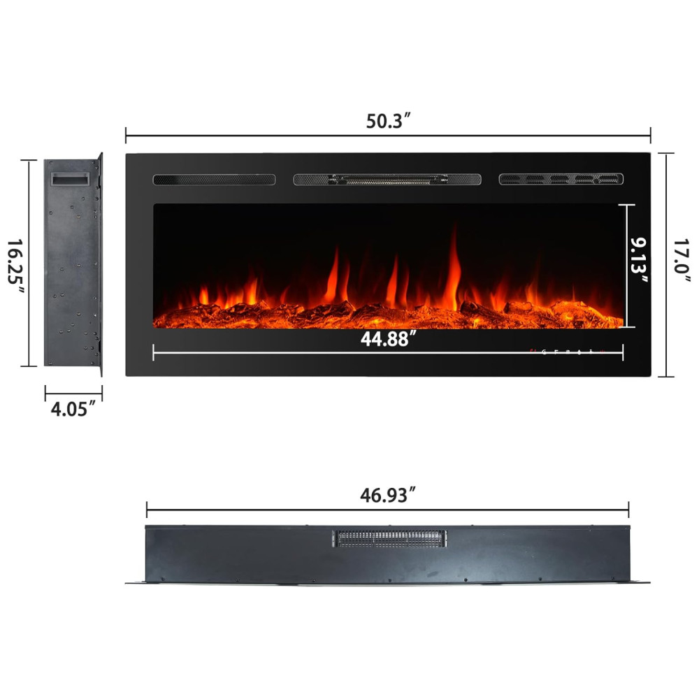 ectqhkldhzk80b_5 jpg - Lareira Elétrica de Embutir A54x127L com Controle Remoto e Tela Sensível ao Toque, 110V, CharaVector, Preta