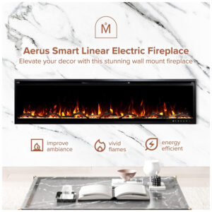 ectqhtgk8ddd0b_1 jpg - Lareira Elétrica Linear Inteligente Modern Ember Aerus de 183 cm, Embutida ou de Parede, Chamas LED Multicoloridas, Wi Fi, Alexa, Google