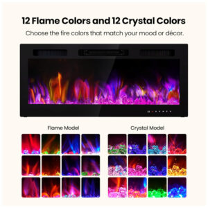 ectqhv5dgr6d0b_2 jpg - Lareira Elétrica de 127 cm Realsmart, 1500W, de Parede ou Embutida, Controle Remoto, Slim, Preta, Tela Touch, Timer, 12 Cores de Chama LED