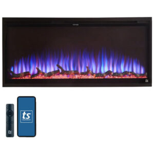 Lareira Elétrica 80042 de Embutir A48x106L com Controle Remoto, Chamas Multicolorida, 1500W, 110v, TOUCHSTONE, Preto