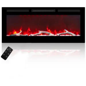 ectqhxyn19cc0b_0 jpg - Lareira Elétrica de Embutir A45x106L cm com Controle Remoto, Baixo Ruído e 6 Opções de Chamas, 110V 1500W, MONDAWE, Preta