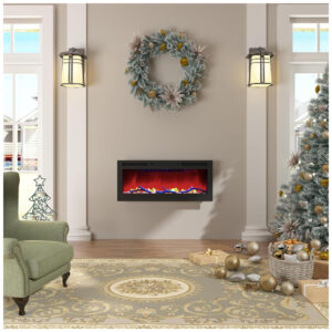 ectqhxyn19cc0b_1 jpg - Lareira Elétrica de Embutir A45x106L cm com Controle Remoto, Baixo Ruído e 6 Opções de Chamas, 110V 1500W, MONDAWE, Preta