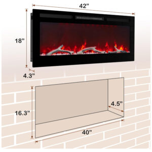 ectqhxyn19cc0b_2 jpg - Lareira Elétrica de Embutir A45x106L cm com Controle Remoto, Baixo Ruído e 6 Opções de Chamas, 110V 1500W, MONDAWE, Preta
