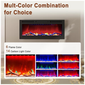 ectqhxyn19cc0b_3 jpg - Lareira Elétrica de Embutir A45x106L cm com Controle Remoto, Baixo Ruído e 6 Opções de Chamas, 110V 1500W, MONDAWE, Preta