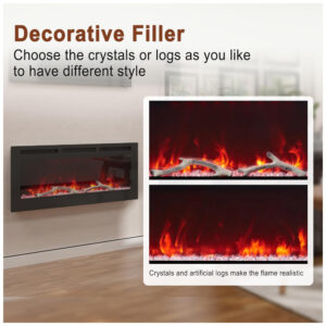 ectqhxyn19cc0b_5 jpg - Lareira Elétrica de Embutir A45x106L cm com Controle Remoto, Baixo Ruído e 6 Opções de Chamas, 110V 1500W, MONDAWE, Preta