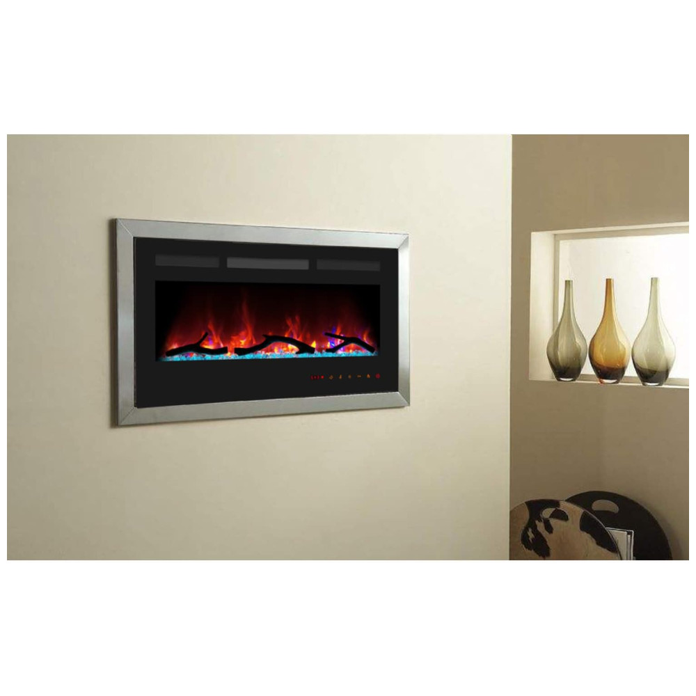 ectqj3dlztw90b_7 jpg - Lareira Elétrica de Embutir A45x76L com Controle Remoto e Digital, Luz LED, Chama Ajustável e Temporizador, 110v, CHEERWAY, Preto