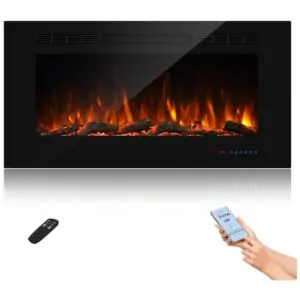 Lareira Elétrica Masarflame 107x55cm 1500W WiFi Alexa LED Embutir 110V