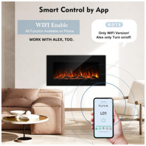 ectqj4nbdy6d0b_1 jpg - Lareira Elétrica Inteligente de 107 cm com Wi Fi, 5 Configurações de Chama, Troncos ou Cristais, Controle de Temperatura por Painel, Masarflame