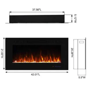Lareira Elétrica Masarflame 107x55cm 1500W WiFi Alexa LED Embutir 110V