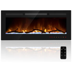 ectqjk2qjtw90b_0 jpg - Lareira Elétrica de Embutir A45x106L com Controle Remoto e Chamas Multicolorida, 110V, Cheerway, Preta