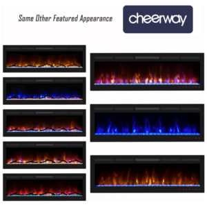 ectqjk2qjtw90b_1 jpg - Lareira Elétrica de Embutir A45x106L com Controle Remoto e Chamas Multicolorida, 110V, Cheerway, Preta