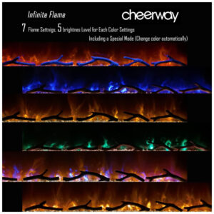 ectqjk2qjtw90b_2 jpg - Lareira Elétrica de Embutir A45x106L com Controle Remoto e Chamas Multicolorida, 110V, Cheerway, Preta