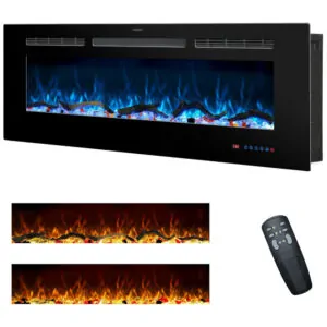 Lareira Elétrica Rodalflame 122x45cm 1500W 13 Cores LED Embutir 110V