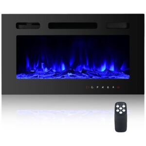 ectqjzfqz6dc0b_8 jpg - Lareira Elétrica de Embutir A43x76L cm com Temporizador, Controle Remoto e Digital, 110V 1500W, Eueiriup, Preta