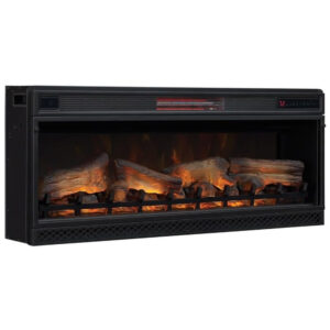 Lareira Elétrica de Embutir A44x108L cm com Efeito de Chama 3D, Configurações de Brilho e Velocidade Ajustáveis, 110V, ClassicFlame, Preta