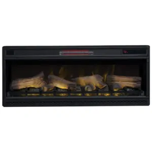 Lareira Elétrica de Embutir A44x108L cm com Efeito de Chama 3D, Configurações de Brilho e Velocidade Ajustáveis, 110V, ClassicFlame, Preta