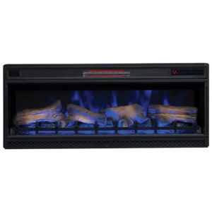 Lareira Elétrica de Embutir A44x108L cm com Efeito de Chama 3D, Configurações de Brilho e Velocidade Ajustáveis, 110V, ClassicFlame, Preta