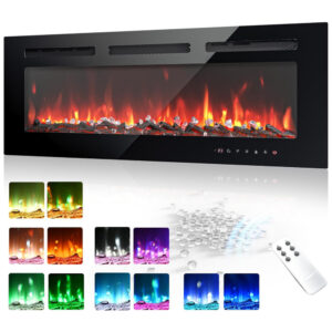 ectqk5yybzld0b_0 jpg - Lareira Elétrica EUHOMY de 102 cm, Embutida ou de Parede, Chama Ajustável, Aquecedor com Controle Remoto, Timer, Tela Touch, Troncos e Cristais