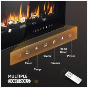 ectqk5yybzld0b_2 jpg - Lareira Elétrica EUHOMY de 102 cm, Embutida ou de Parede, Chama Ajustável, Aquecedor com Controle Remoto, Timer, Tela Touch, Troncos e Cristais