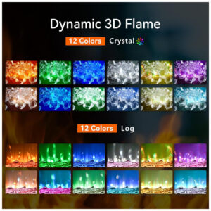 ectqk5yybzld0b_3 jpg - Lareira Elétrica EUHOMY de 102 cm, Embutida ou de Parede, Chama Ajustável, Aquecedor com Controle Remoto, Timer, Tela Touch, Troncos e Cristais