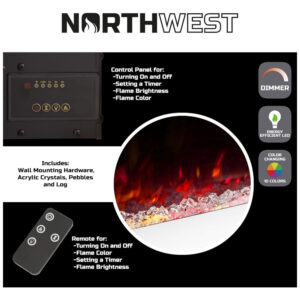 ectqk8smp0610b_4 jpg - Lareira Elétrica de Embutir A55x127L, com Controle Remoto e Luz de LED, 1500W, Branca, 110v, NORTHWEST 80 WSG02, Branco