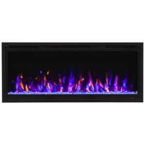 ectqkbqfcz190b_1 jpg - Lareira Elétrica de Embutir A43x101L cm com Chamas Multicoloridas, Controle Remoto, Conjunto de Toras de Fogo Falso e Cristais, 110V 1500W, FIREBLAZE, Preta