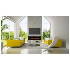 Lareira Elétrica de Embutir A54x184L com Controle Remoto e Chama Ajustável, 110V 1500W, Masarflame, Preta