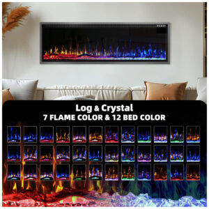 ectqkmdp43pd0b_1 jpg - Lareira Elétrica de 152 cm, Ultrafina, Embutida ou de Parede, Troncos, Madeira Flutuante ou Cristais, Controle Remoto, Termostato, Kucreiheat