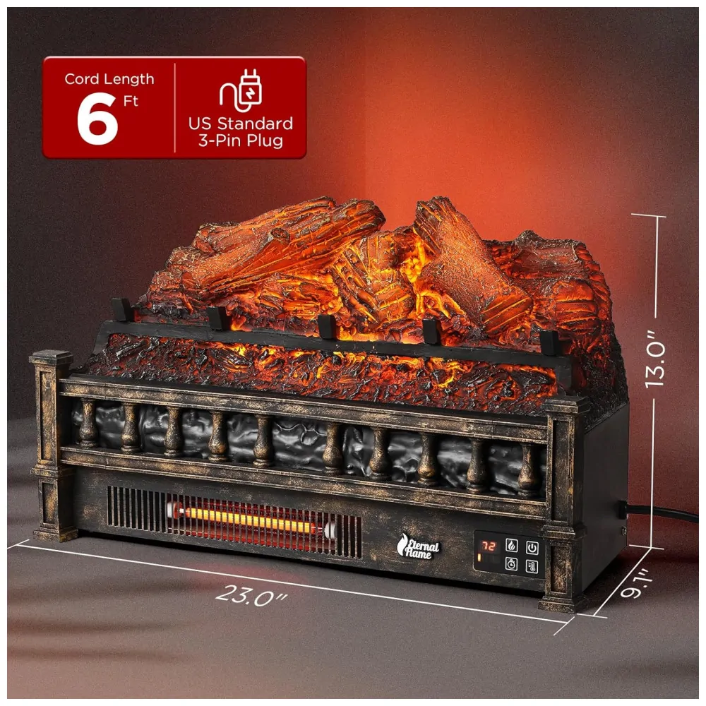 ectqkqthsg7c0b_4 jpg - Lareira Elétrica Ecológica 23 58cm com Controle Remoto, Cama de Brasa de Pinho Realista, Termostato e Temporizador, 110V 1500W, TURBRO, Bronze