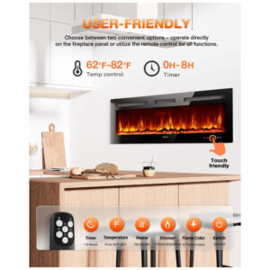 ectqkrlfk9fc0b_2 jpg - Lareira Elétrica de Embutir A43x152L cm com Temporizador, Controle Remoto e Digital, 110V 1500W, VISVEIL, Preta