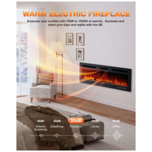 ectqkrlfk9fc0b_3 jpg - Lareira Elétrica de Embutir A43x152L cm com Temporizador, Controle Remoto e Digital, 110V 1500W, VISVEIL, Preta