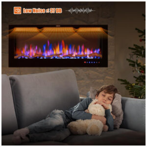 ectqkss7s39d0b_3 jpg - Lareira Elétrica de Embutir A45x106L cm com Controle Remoto, Cor e Brilho da Chama Ajustáveis 110V 1500W, FLAME SHADE, Preta