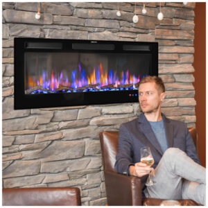 ectqkss7s39d0b_6 jpg - Lareira Elétrica de Embutir A45x106L cm com Controle Remoto, Cor e Brilho da Chama Ajustáveis 110V 1500W, FLAME SHADE, Preta