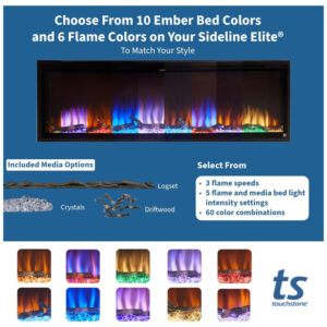 ectql2qcxv1b0b_3 jpg - Lareira Elétrica de Embutir A67x101L com Controle de Temperatura, 110V 1500W, Touchstone 80052, Preta