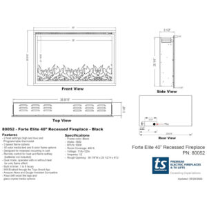 ectql2qcxv1b0b_7 jpg - Lareira Elétrica de Embutir A67x101L com Controle de Temperatura, 110V 1500W, Touchstone 80052, Preta