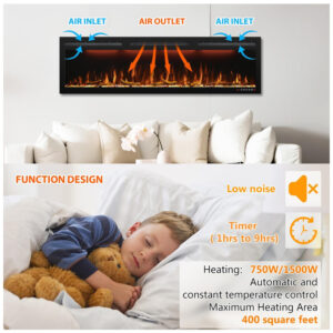 ectql2zgy1780b_6 jpg - Lareira Elétrica de Embutir A45x241L com Controle Remoto e Digital, Luz LED, Chama Ajustável, 1500W, 110v, MYSTFLAME, Preto