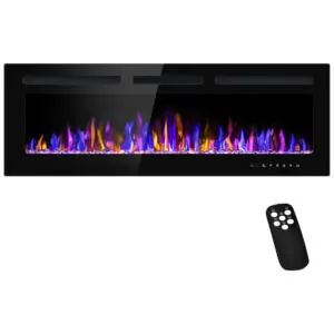 Lareira Elétrica Betelnut 127x43cm 1500W 12 Cores LED Parede Embutir 110V