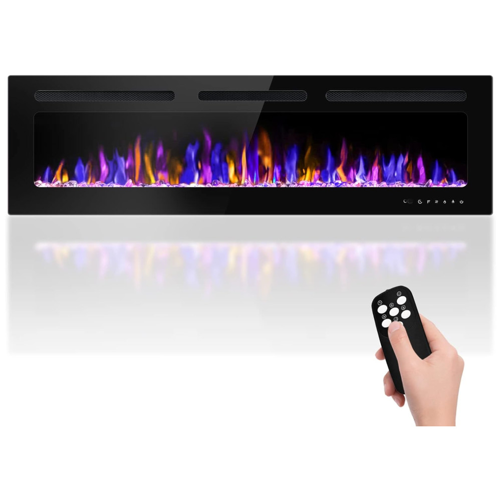 ectqlbdb48y90b_0 jpg - Lareira Elétrica de Embutir A43x152L com Controle Remoto e Temporizador, 110V, BETELNUT, Preta