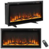 Lareira Elétrica de Embutir A45x91L cm com Controle Remoto, Cor e Brilho da Chama Ajustáveis, 110V 1500W, Tangkula, Preta