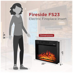 ectqlf8dp7l80b_5 jpg - Lareira Elétrica TURBR de Embutir 43Ax58L, com Controle Remoto, 110v, TURBRO Fireside FS23, Preto