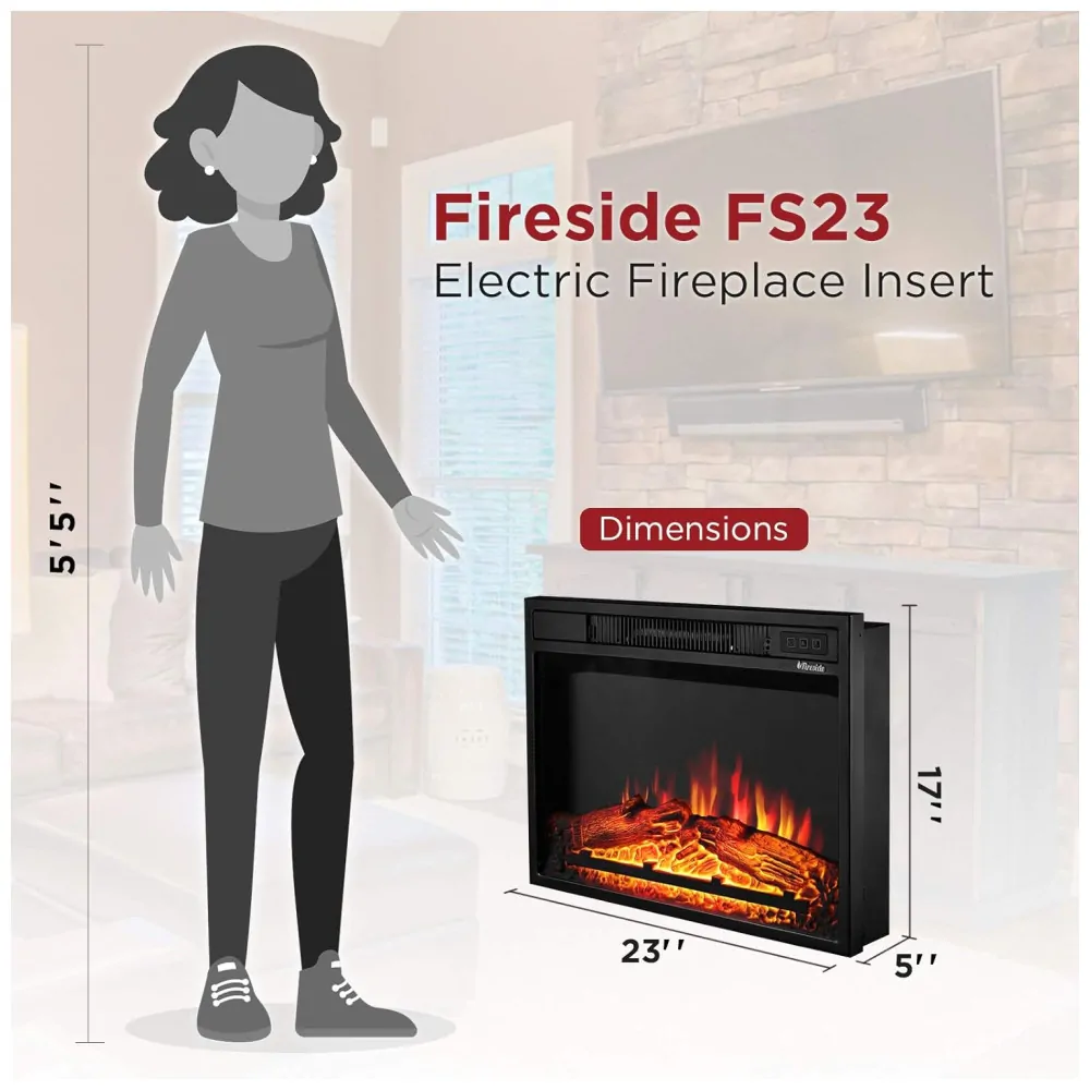 ectqlf8dp7l80b_5 jpg - Lareira Elétrica TURBR de Embutir 43Ax58L, com Controle Remoto, 110v, TURBRO Fireside FS23, Preto