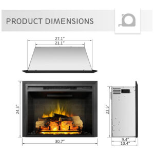 ectqlgnyjg390b_2 jpg - Lareira Elétrica de Embutir A61x77L com Controle Remoto e Som de Fogo, 1500W, 110v, LEGEND FLAME EF263, Preto