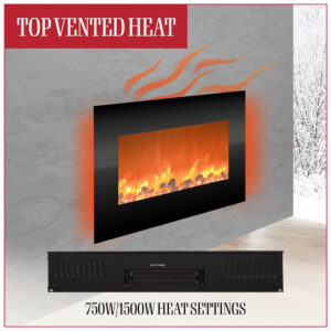 Lareira Elétrica de Embutir A45x77L com Controle Remoto, Luz LED e Chama Ajustável, 110v, NORTHWEST 80 BL31 2001, Preto