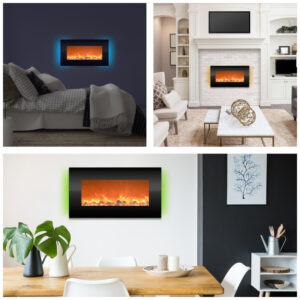 Lareira Elétrica de Embutir A45x77L com Controle Remoto, Luz LED e Chama Ajustável, 110v, NORTHWEST 80 BL31 2001, Preto