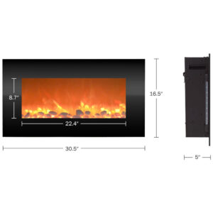 Lareira Elétrica de Embutir A45x77L com Controle Remoto, Luz LED e Chama Ajustável, 110v, NORTHWEST 80 BL31 2001, Preto