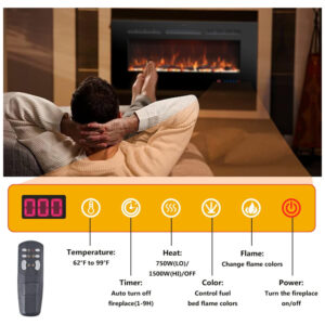 ectqm2dftn2b0b_3 jpg - Lareira Elétrica de 76,2 cm Embutida na Parede c Controle Remoto, 13 Cores de Chamas c Cristais e Troncos, Aquecedor de Ambiente Interno,Rodalflame.