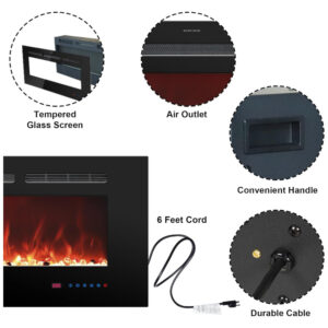 ectqm2dftn2b0b_4 jpg - Lareira Elétrica de 76,2 cm Embutida na Parede c Controle Remoto, 13 Cores de Chamas c Cristais e Troncos, Aquecedor de Ambiente Interno,Rodalflame.